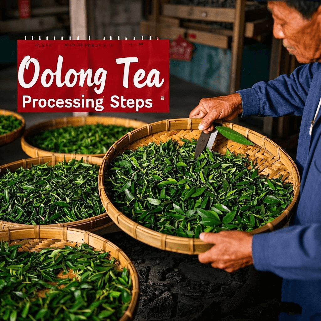 Traditional oolong tea processing in Wuyi Mountain, showcasing leaf withering and oxidation steps that answer what is oolong tea