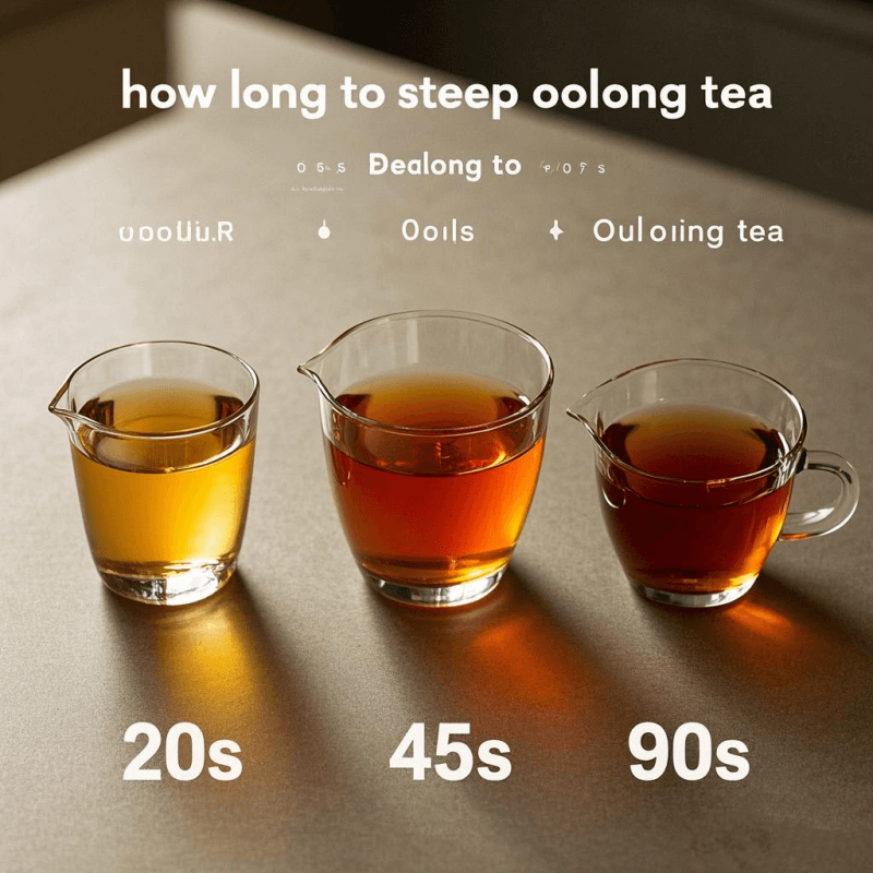 A steaming cup of pale amber high mountain oolong tea in a white porcelain gaiwan, accompanied by a thermometer and a digital timer on a minimalist tea table—illustrating precision in how long to steep oolong tea for optimal flavo
