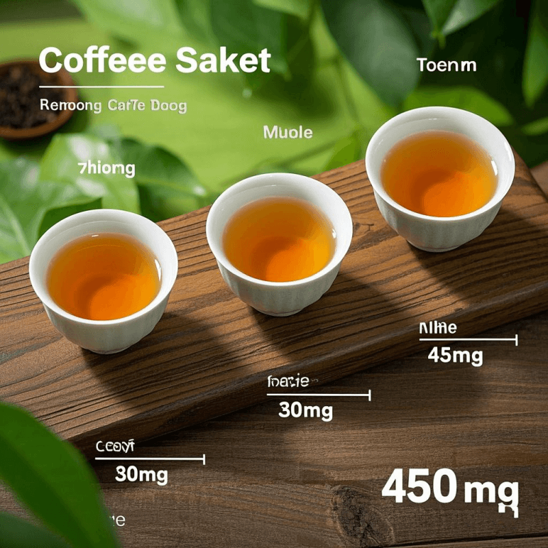 Visual comparison of lightly, moderately, and heavily oxidized oolong teas with dry leaves and brewed liquor, showing how much caffeine oolong tea has across different oxidation levels