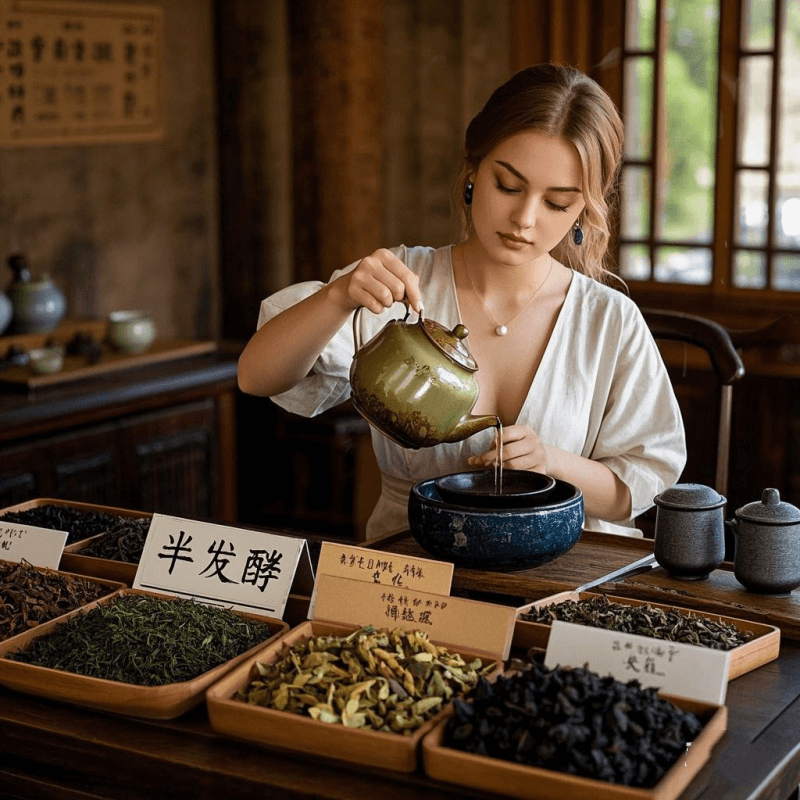 A tea master brews oolong tea using traditional Chinese methods, illustrating whats oolong tea through its artisanal process and semi-oxidized character.