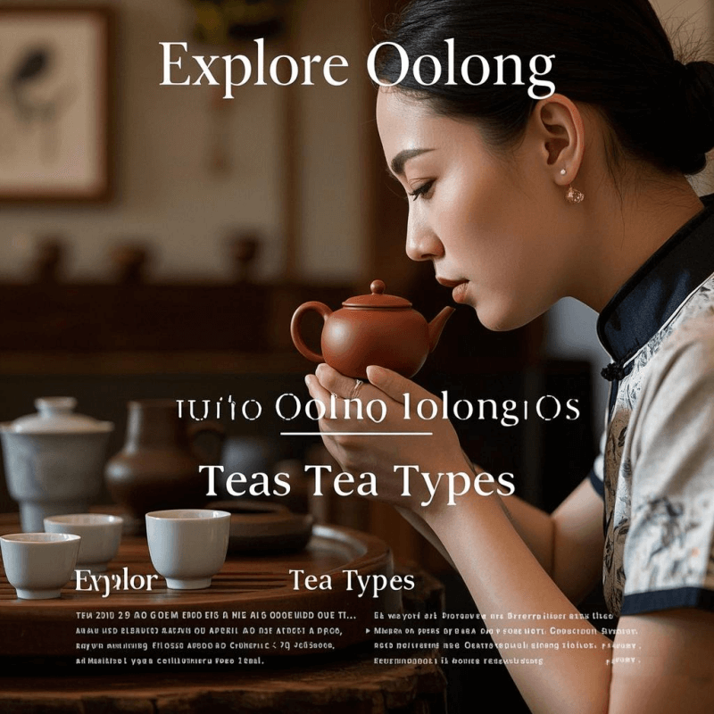 Tea connoisseur evaluating aroma of brewed oolong teas tea types using Yixing teapot and porcelain cup in a serene tasting room.