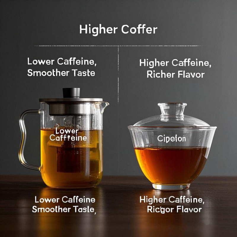 Comparison of caffeine in oolong tea brewed cold versus hot, illustrating how much caffeine in oolong varies by brewing method and temperature.