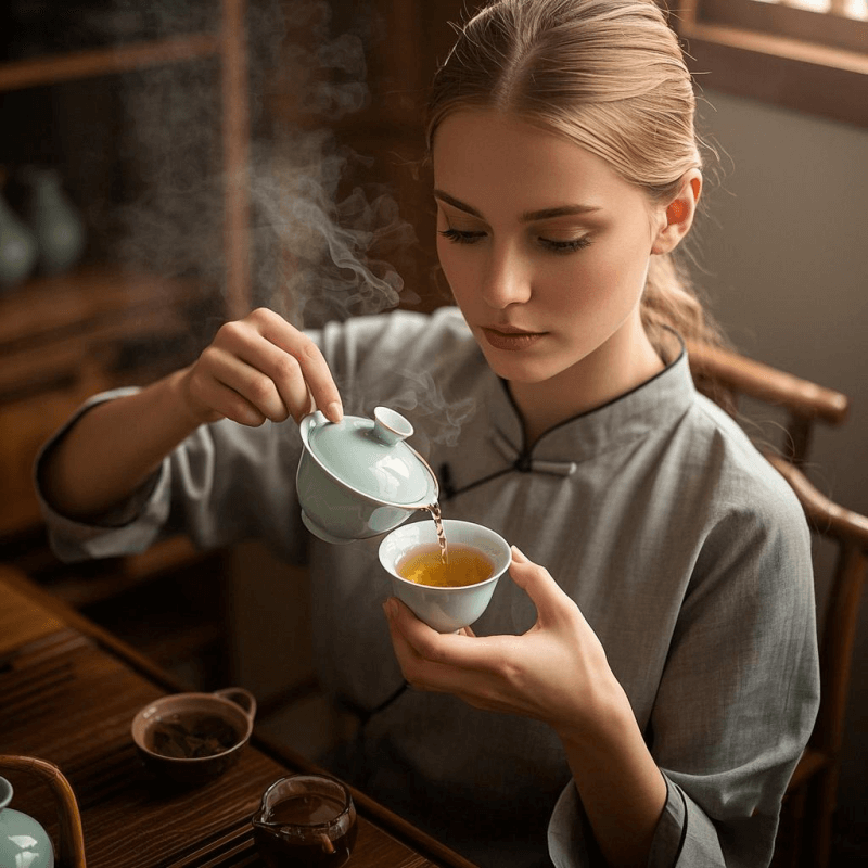 Cup of freshly brewed oolong tea highlighting oolong tea benefits and calming effects