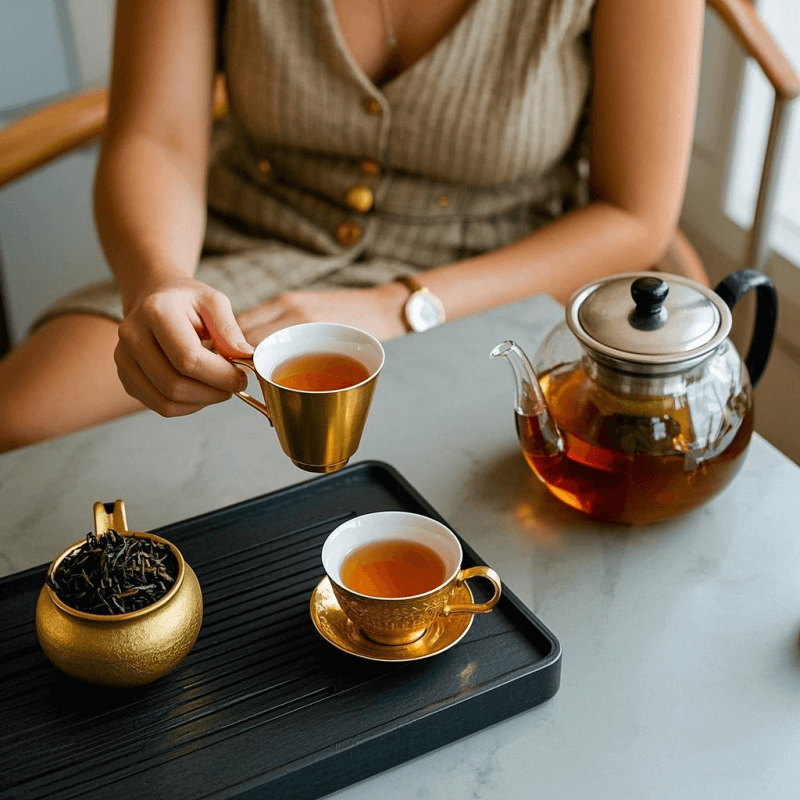 Side-by-side brewing styles showing how to brew Oolong in Western and Gongfu tea methods, showcasing Oolong tea benefits and unique Oolong flavor profiles.